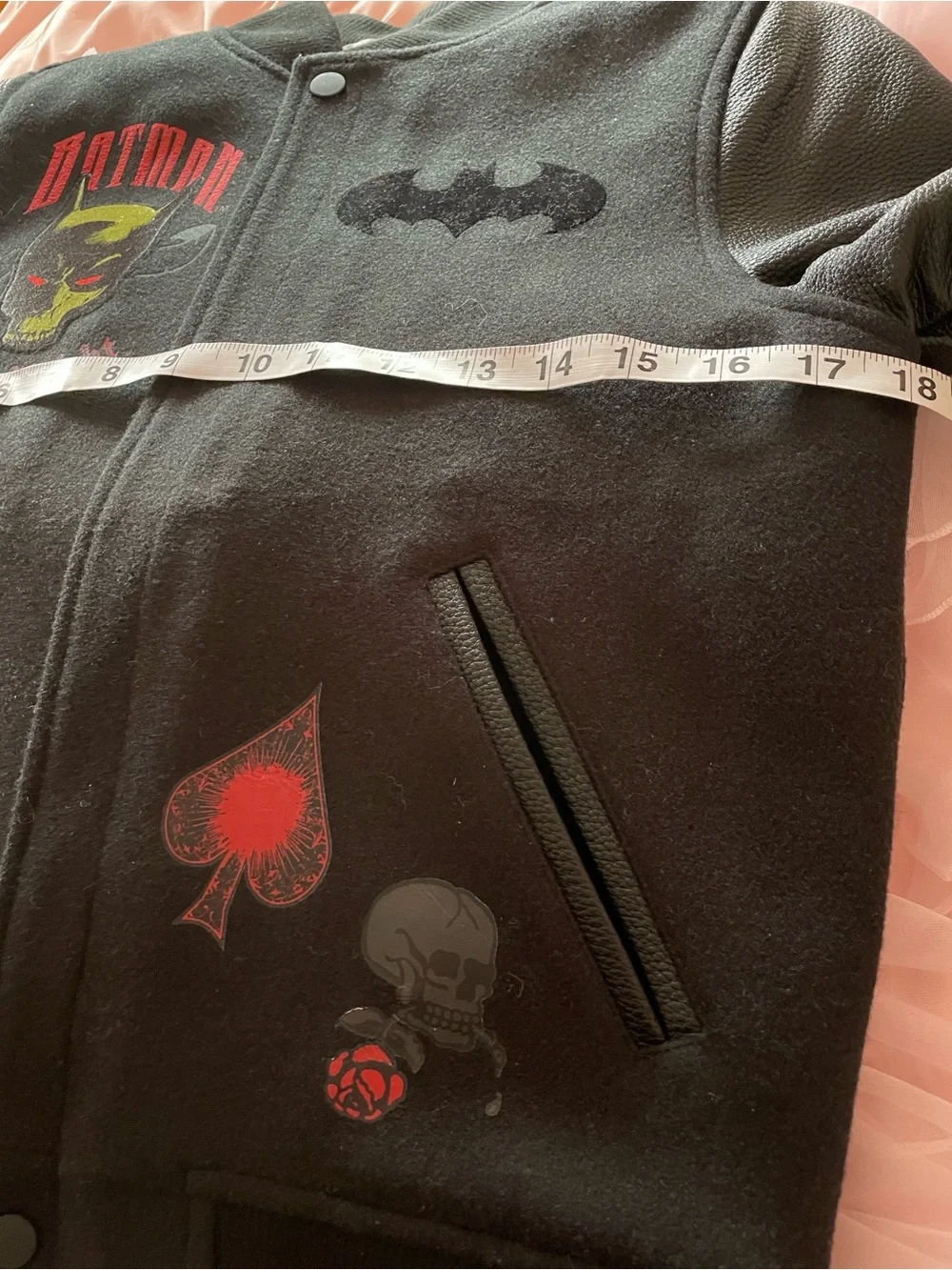 AWESOME Batman DARK KNIGHT black & Red Kids' Varsity Jacket boys 10/12 C&TM DC